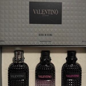 Valentino Donna Bath & Body Set - Black and Dark Pink Bottles